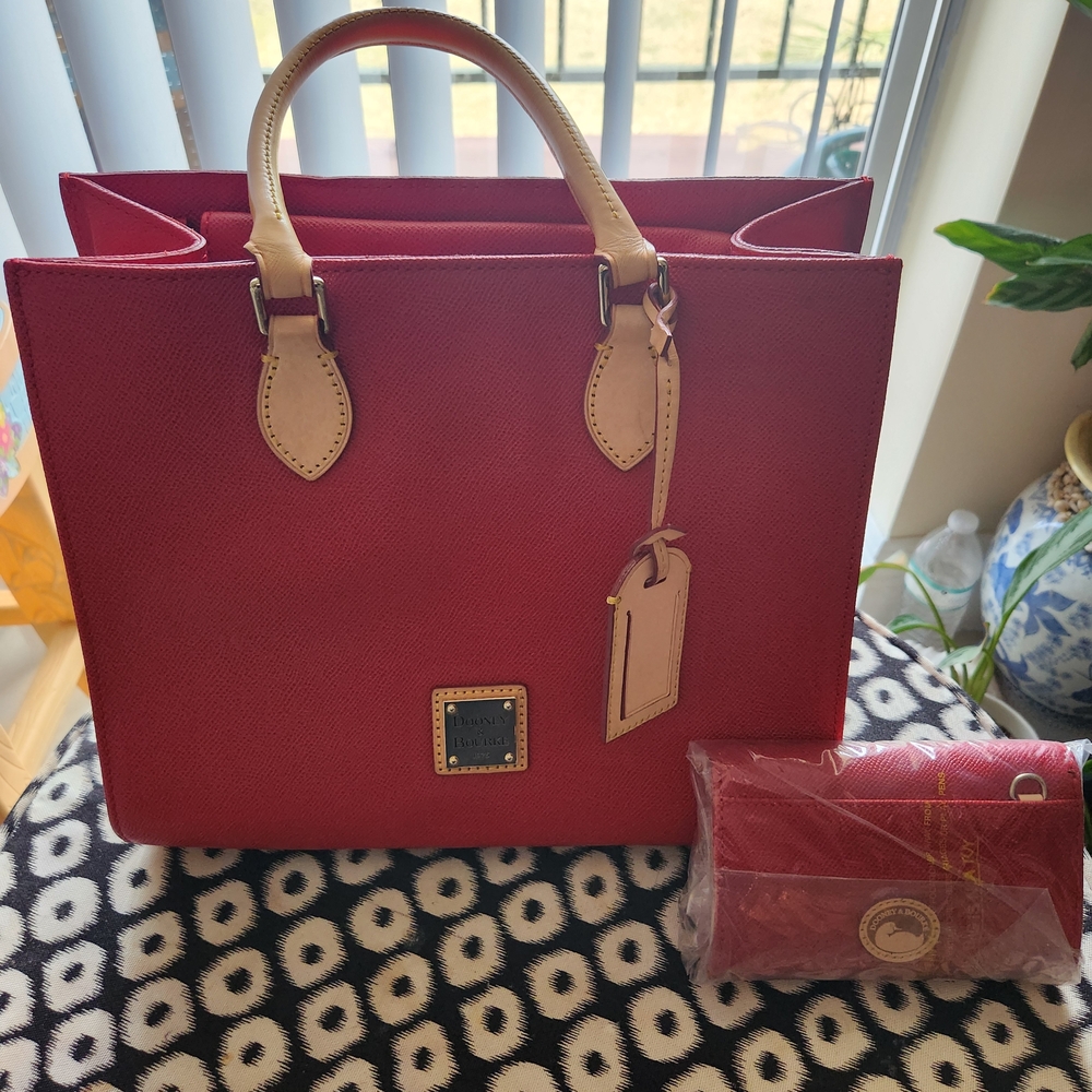 Dooney & Bourke Red Leather Tote Bag